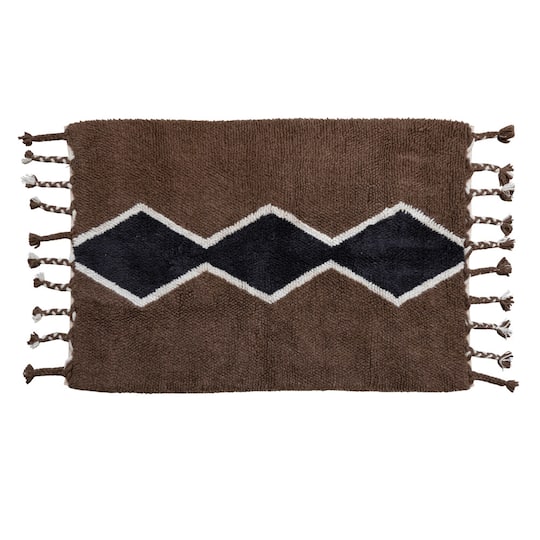 Hello Honey® Cotton and Wool Blend Rug with Pattern and Braided Tassels, 4ft. x 6ft.